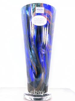 Makora Krosno Hand Blown Murano Style Art Glass Vase 12.75H Made in Poland