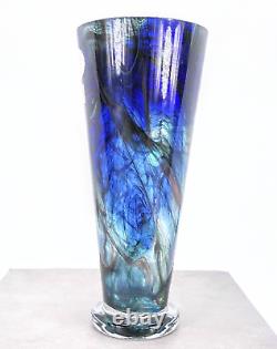 Makora Krosno Hand Blown Murano Style Swirl Art Glass Vase Made in Poland