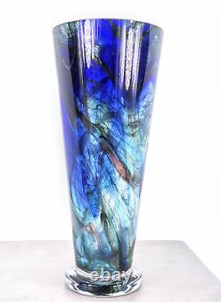 Makora Krosno Hand Blown Murano Style Swirl Art Glass Vase Made in Poland