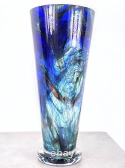 Makora Krosno Hand Blown Murano Style Swirl Art Glass Vase Made in Poland