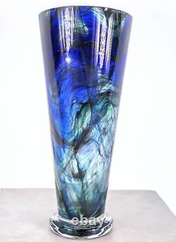 Makora Krosno Hand Blown Murano Style Swirl Art Glass Vase Made in Poland