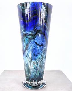 Makora Krosno Hand Blown Murano Style Swirl Art Glass Vase Made in Poland