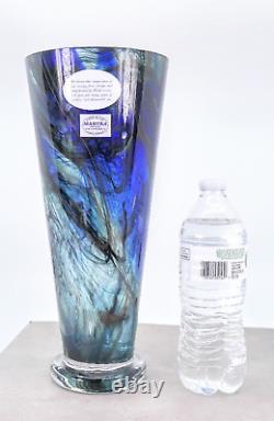 Makora Krosno Hand Blown Murano Style Swirl Art Glass Vase Made in Poland