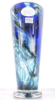 Makora Krosno Murano Style Hand Blown Streaked Glass Vase 12.7 Tall Poland Made