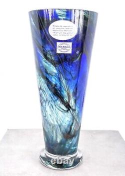 Makora Krosno Murano Style Hand Blown Streaked Glass Vase 12.7 Tall Poland Made