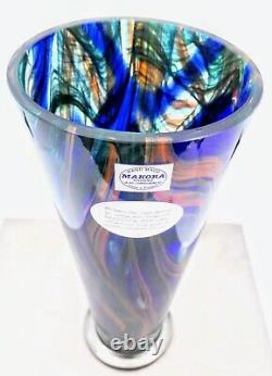 Makora Krosno Murano Style Hand Blown Streaked Glass Vase 12.7 Tall Poland Made