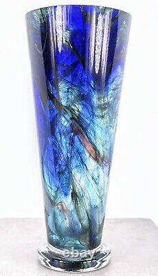 Makora Krosno Murano Style Hand Blown Streaked Glass Vase 12.7 Tall Poland Made