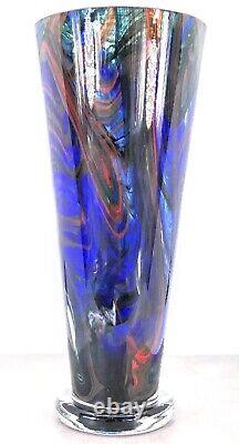 Makora Krosno Murano Style Hand Blown Streaked Glass Vase 12.7 Tall Poland Made