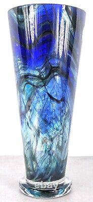 Makora Krosno Murano Style Hand Blown Streaked Glass Vase 12.7 Tall Poland Made