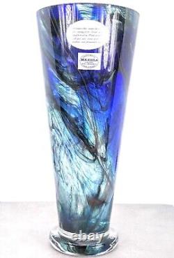 Makora Krosno Murano Style Hand Blown Streaked Glass Vase 12.7 Tall Poland Made