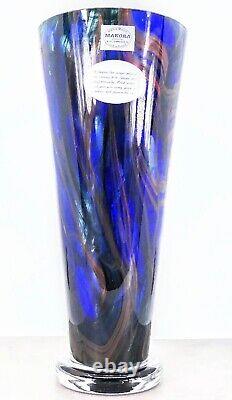 Makora Krosno Murano Style Hand Blown Streaked Glass Vase 12.7 Tall Poland Made