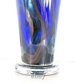 Makora Krosno Murano Style Hand Blown Streaked Glass Vase 12.7 Tall Poland Made