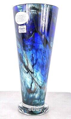 Makora Krosno Murano Style Hand Blown Streaked Glass Vase 12.7 Tall Poland Made