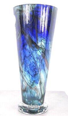 Makora Krosno Murano Style Hand Blown Streaked Glass Vase 12.7 Tall Poland Made