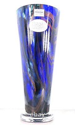 Makora Krosno Murano Style Hand Blown Streaked Glass Vase 12.7 Tall Poland Made