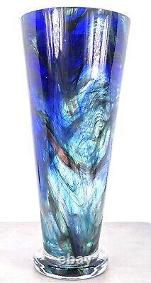 Makora Krosno Murano Style Hand Blown Streaked Glass Vase 12.7 Tall Poland Made