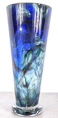 Makora Krosno Murano Style Hand Blown Streaked Glass Vase 12.7 Tall Poland Made