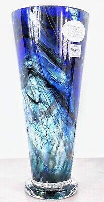 Makora Krosno Murano Style Hand Blown Streaked Glass Vase 12.7 Tall Poland Made