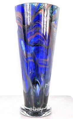 Makora Krosno Murano Style Hand Blown Streaked Glass Vase 12.7 Tall Poland Made