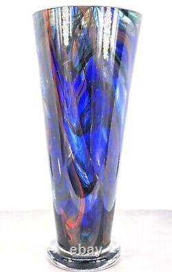 Makora Krosno Murano Style Hand Blown Streaked Glass Vase 12.7 Tall Poland Made