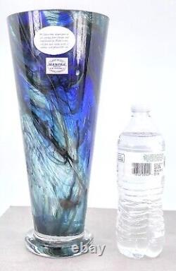 Makora Krosno Murano Style Hand Blown Streaked Glass Vase 12.7 Tall Poland Made