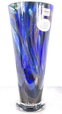 Makora Krosno Murano Style Hand Blown Streaked Glass Vase 12.7 Tall Poland Made