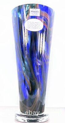 Makora Krosno Murano Style Hand Blown Streaked Glass Vase 12.7 Tall Poland Made