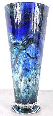 Makora Krosno Murano Style Hand Blown Swirl Art Glass Vase Made in Poland
