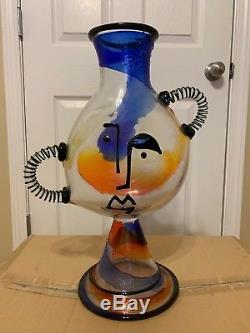 Mario Badioli Murano Art Glass Face Vase 22 Museum Pc Picasso Influence Signed