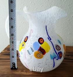 Massimiliano Schiavon Hand-Blown 64 oz White Art Glass Pitcher Jug Murano Italy