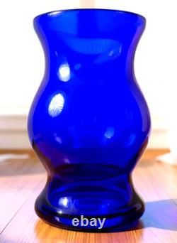 Massive Cobalt Blue Hand Blown Art Glass Vase 14 Murano Style 10.8lbs