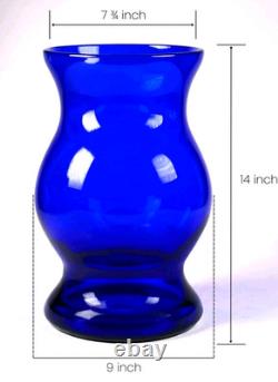 Massive Cobalt Blue Hand Blown Art Glass Vase 14 Murano Style 10.8lbs