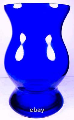 Massive Cobalt Blue Hand Blown Art Glass Vase 14 Murano Style 10.8lbs