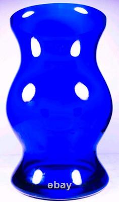 Massive Cobalt Blue Hand Blown Art Glass Vase 14 Murano Style 10.8lbs