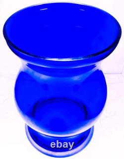 Massive Cobalt Blue Hand Blown Art Glass Vase 14 Murano Style 10.8lbs