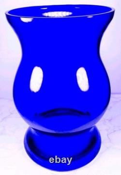Massive Cobalt Blue Hand Blown Art Glass Vase 14 Murano Style 10.8lbs Massive Cobalt Blue Hand Blown Art Glass Vase 14 Murano Style 10.8lbs