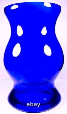 Massive Cobalt Blue Hand Blown Art Glass Vase 14 Murano Style 10.8lbs