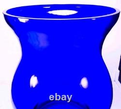 Massive Cobalt Blue Hand Blown Art Glass Vase 14 Murano Style 10.8lbs