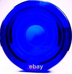 Massive Cobalt Blue Hand Blown Art Glass Vase 14 Murano Style 10.8lbs