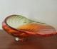 Massive Hand-Blown Art Glass Bowl 17 Murano-Style Orange Green Centerpiece