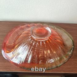 Massive Hand-Blown Art Glass Bowl 17 Murano-Style Orange Green Centerpiece