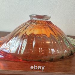 Massive Hand-Blown Art Glass Bowl 17 Murano-Style Orange Green Centerpiece