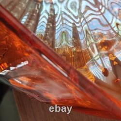 Massive Hand-Blown Art Glass Bowl 17 Murano-Style Orange Green Centerpiece