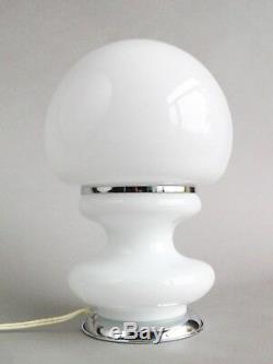 Mazzega Murano 70s Space Age Vintage table/bedside lamp. Milky hand blown glass