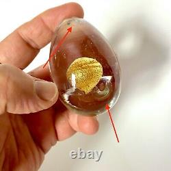 Medium 2 5/8 Inch Venini Egg With A Gold Leaf Yoke, Designed by Tapio Wirkkala