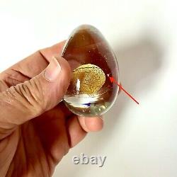 Medium 2 5/8 Inch Venini Egg With A Gold Leaf Yoke, Designed by Tapio Wirkkala
