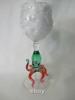 Meet Olivia, Venetian Murano Hand Blown Art Glass Octopus Wine Glass Gently Used