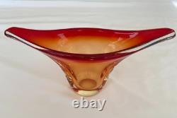 Mid Century Amberina Murano Art Glass Centerpiece Freeform Fan Vase Bowl
