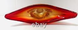 Mid Century Amberina Murano Art Glass Centerpiece Freeform Fan Vase Bowl