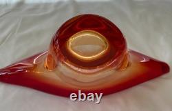 Mid Century Amberina Murano Art Glass Centerpiece Freeform Fan Vase Bowl